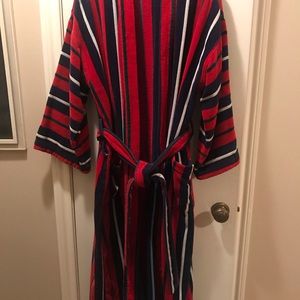 Women’s or Men’s fab robe-red,navy&white terryclot